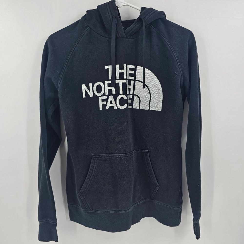 The north face small womens sweatshirt hoodie sweater black silver